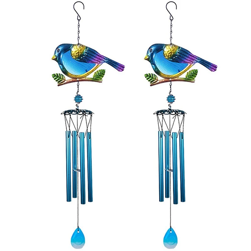 

2X Wind Chimes Outdoor Indoor Decor Windchime, Mobile Romantic Blue Bird Wind Chimes For Home Festival Garden Decoration