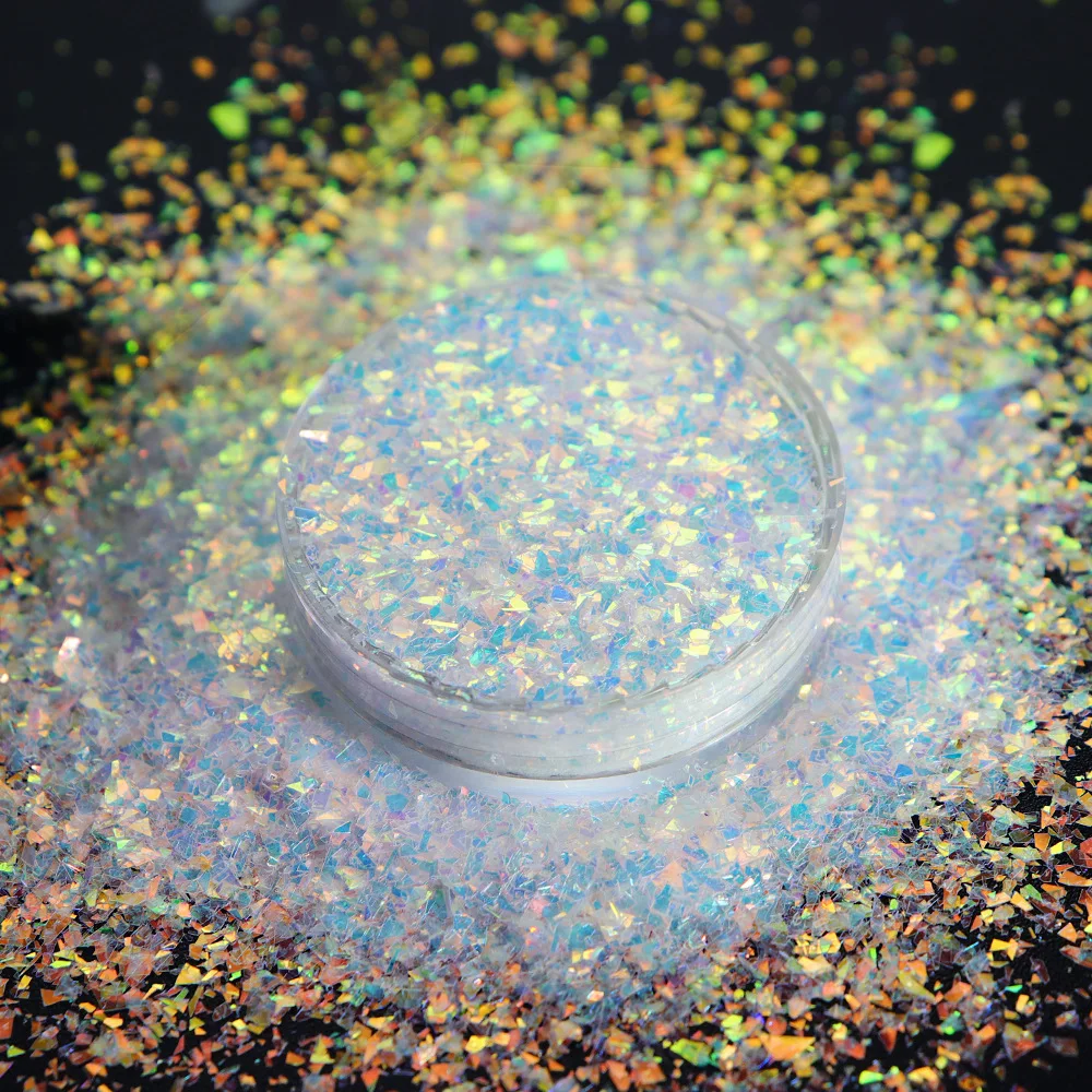 Nail Sequins 10ml Nail Art Sequin Magic Color Opal Flakes Shiny Polarizing Small Fragments Aurora Glass Paper Foil Flakes
