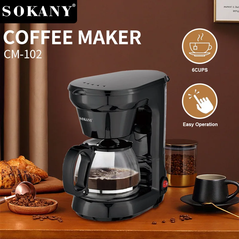 SOKANY102 Household Small Fully Semiautomatic Mini Coffee Machine Pot Concentrate Extraction Milk Foam