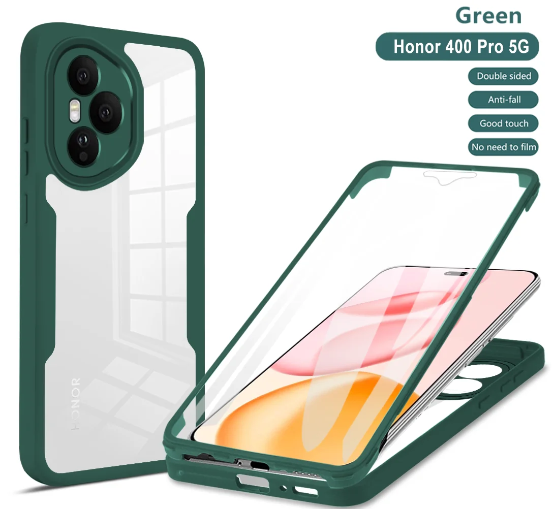 Enhanced Double-Sided 360° Full-Coverage Transparent TPU PC Anti-Fall Case