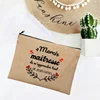 Linen Makeup Bags Thank You Teacher French Print Simple Wristlet Clutch Bag Beach Stationery Storage Travel Organizer Case Gifts 2