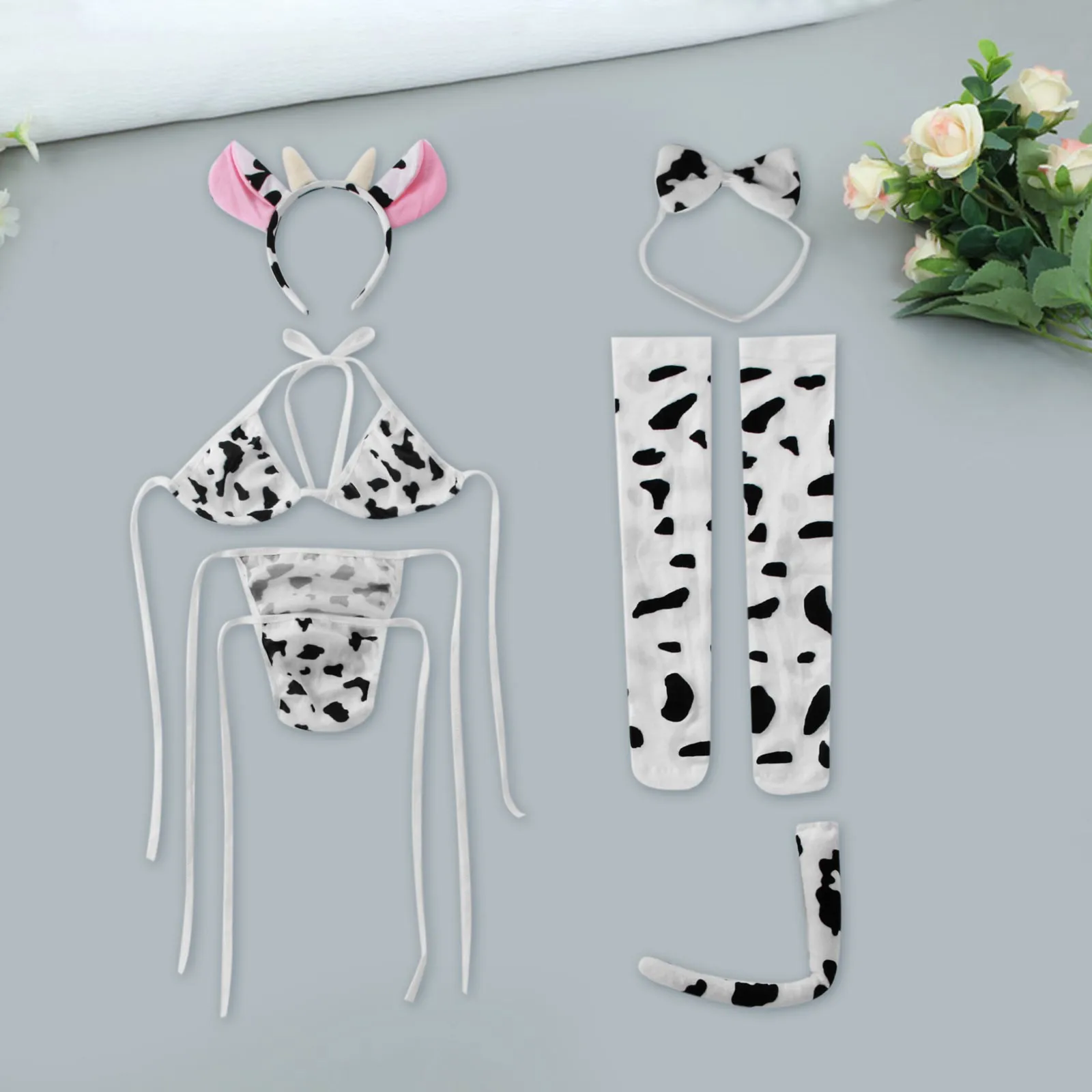 Sexy Lingerie For Womens Push Up Seductive Underwear Cute Cow Set Fashionable Cosplay Nightwear Temption Open Clothes Beautiful