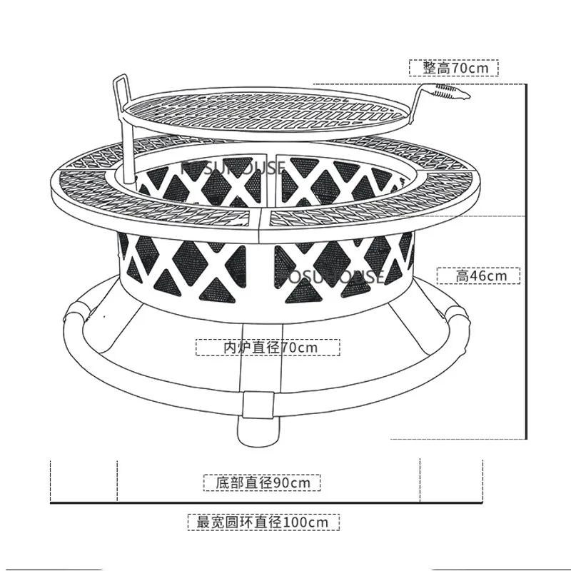 Iron Fire Pits For Courtyard Outdoor Heaters Winter Bonfire Oven Household Terrace Bake Stove Garden Terrace Outdoor Cage Stove
