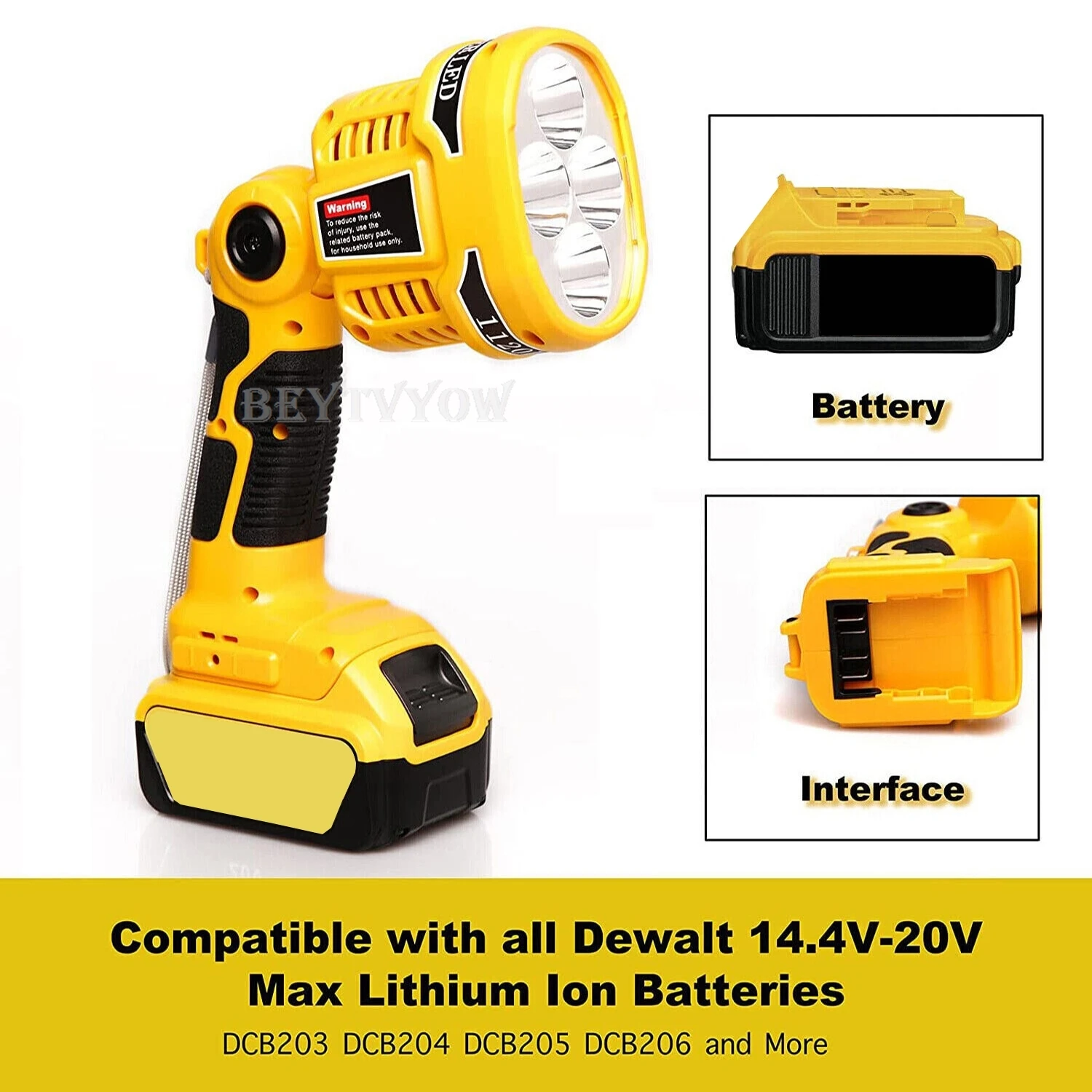1120LM Flashlight LED Work Light For DeWalt 20V MAX XR Li-Ion Battery with USB P