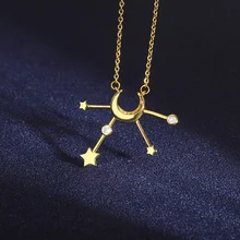 

Goth Chain Crescent Moon Necklace Gold Color Stars Choker Crystal Pendant Punk Jewelry For Women Gift Fashion Gothic New