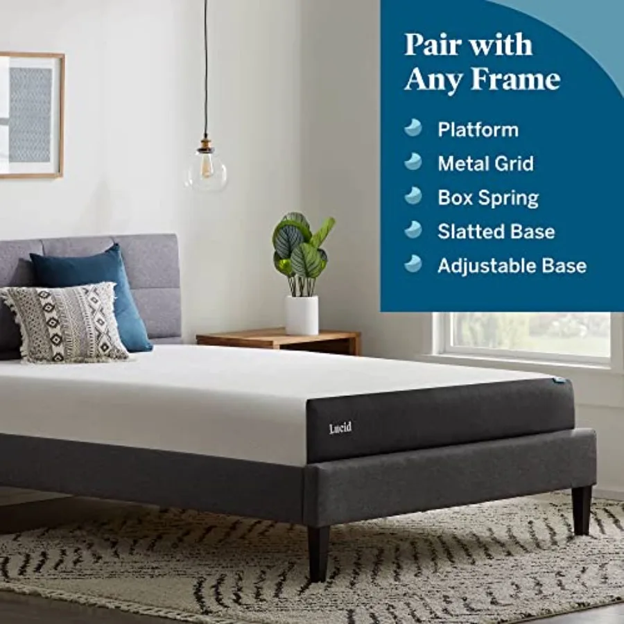 8 Inch Queen Mattress with Plush Gel Memory Foam and Bamboo Charcoal Infusion for Superior Cooling and Hypoallergenic Comfort I