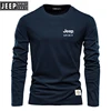 High-quality Embroidered JEEPSPIRIT Pure Cotton Round Neck Long Sleeved T-shirt for Men's Casual Fashionable Outdoor Sports 1