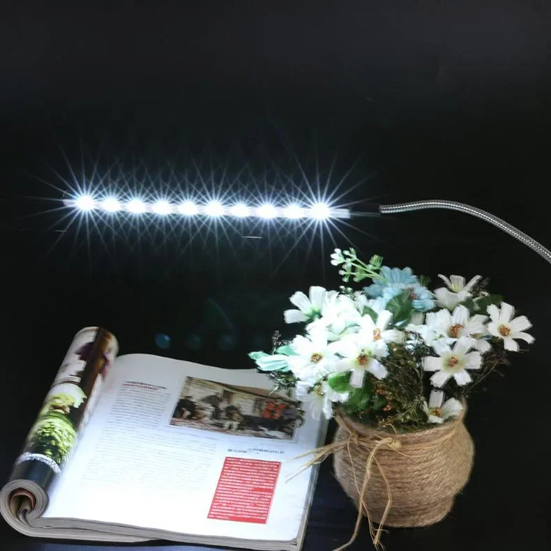 Mini USB Table Light 10 LEDS  USB Light Flexible Metal LED Table Lamp Super Bright Led Book Study Lamp 5