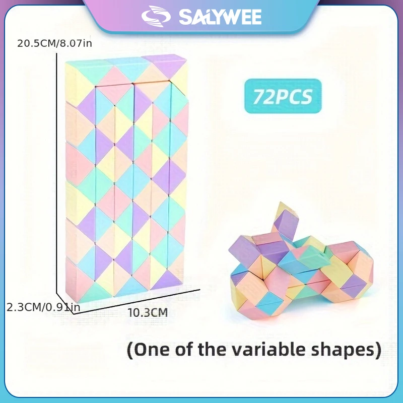 SALYWEE 매직 폴딩 자 24/36/48/60/72 세그먼트 - STEM 교육용 장난감, 창의적인 변형 가능한 퍼즐 큐브, 마카롱 색상