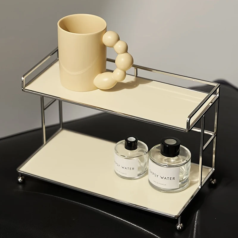 Nordic Style Acrylic Vanity Organizer, Sleek Black Countertop Display Rack for Cosmetics, Perfumes, Cup Storage 5