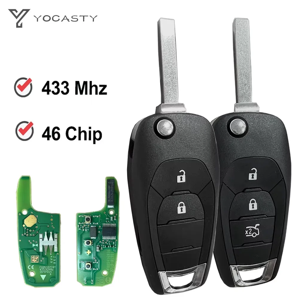 2/3Buttons 2AOUX-13522778 Original PCB 433MHz 46Chip PCF7961E Flip Remote Key For Chevrolet Colorado Cruze Trax LS badge