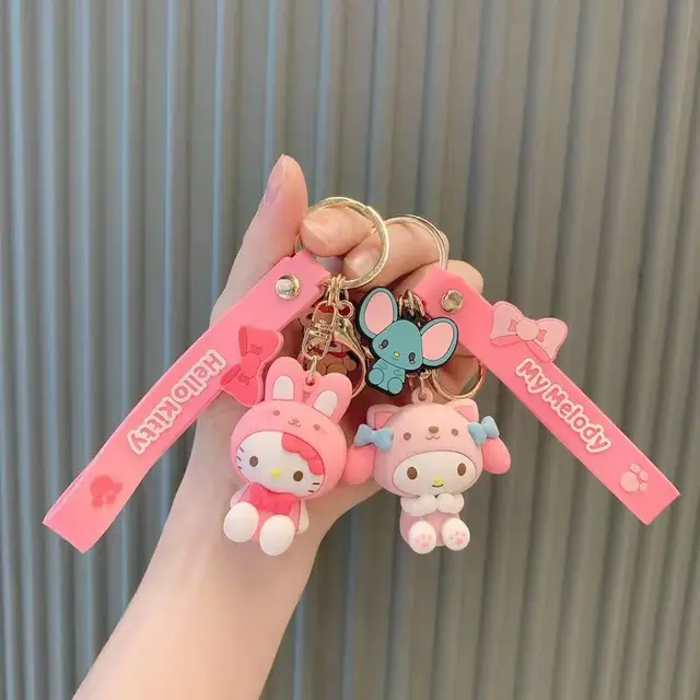 카와이 산리오 키체인, 만화 쿠로미 헬로 키티, 시나모롤 자동차 키 링 펜던트, 친구를 위한 선물, 할인 중, ACG 이름은 헬로 키티, 캐릭터는 Pompompurin, 완제품, 모든 나이에 추천