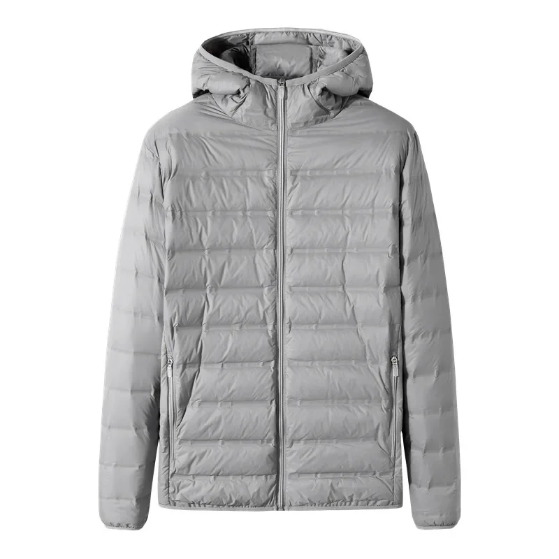 Men Quilted Down Ultralight Winter Coat Hooded Business Casual Regular Puffer Jacket Keep Warm