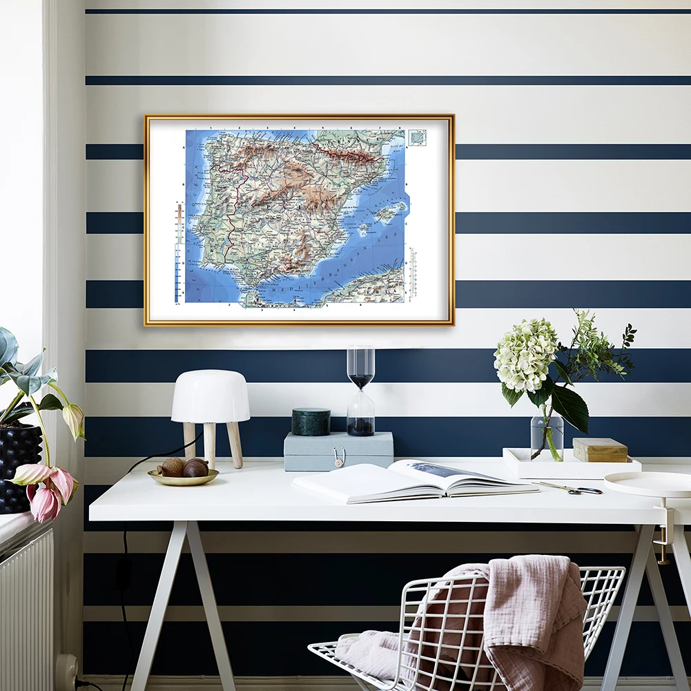World Map Poster Spain Map 59*42cm In Spanish Canvas Painting Unframed Prints Wall Art