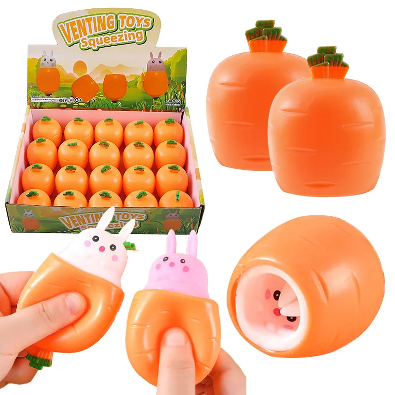 Funny Carrot Bunny Squeeze Toy Easter Boy Girl Gift Kids Birthday Favors School Gift Happy Easter Party Home Decoration Supplies