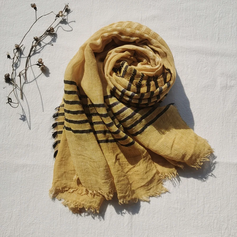 

New Design Dirty Dye Stripes Women Foulard Elegance Winter Scarf Long Solid Muslim Hijab Warm Tassels Shawl