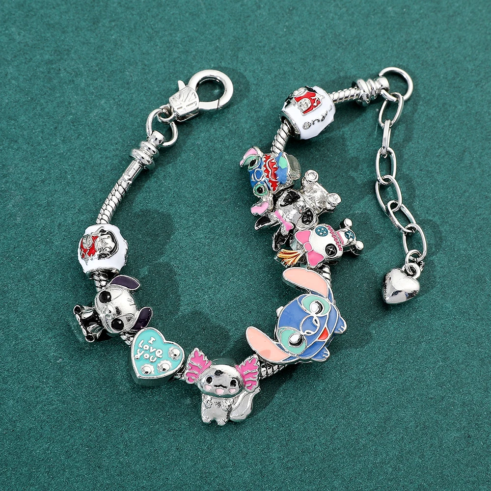 Disney Stitch Enamel Beads Bracelet Anime Lilo Stitch Bangle