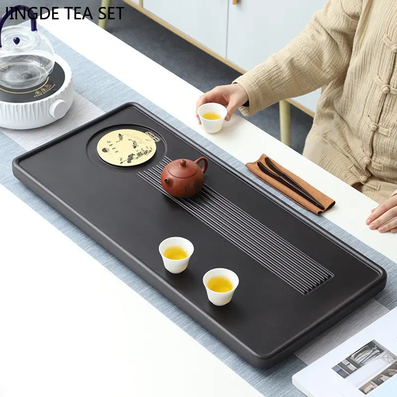 Large Size Solid Wood Tea Tray with Drainage Tank High Grade Puer Tea Table Chinese Teaware Storage Supplies Tea Ceremony Tool