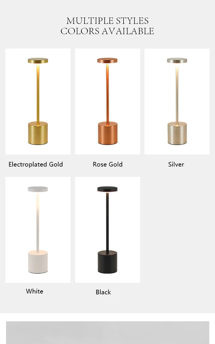 Description Picture 4 of itemCreative Desk Lamp Rechargeable LED 3 Color Dimmable Metal Table Lamp Touch Switch Bar Bedroom Living Room Decoration Lamp