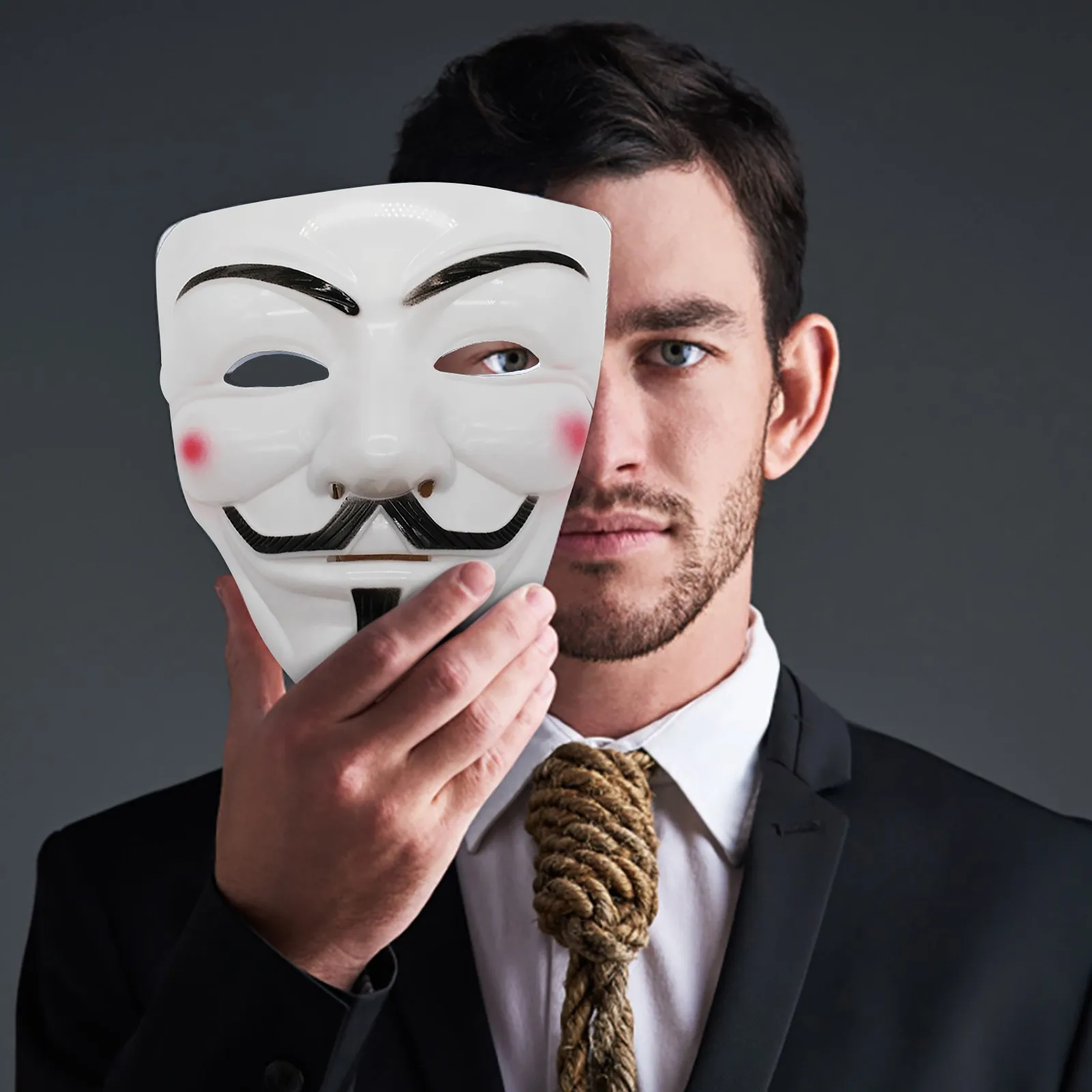 Guy Fawkes Mask - BlackWhite Revolutionary Style Halloween Cosplay Accessory