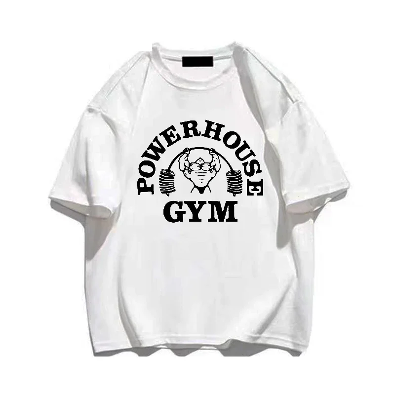 Powerhouse Gym Print T-Shirts Spring Summer Women Daily Casual Loose Cotton Clothing Harajuku Letter Appliques Women Tees 2