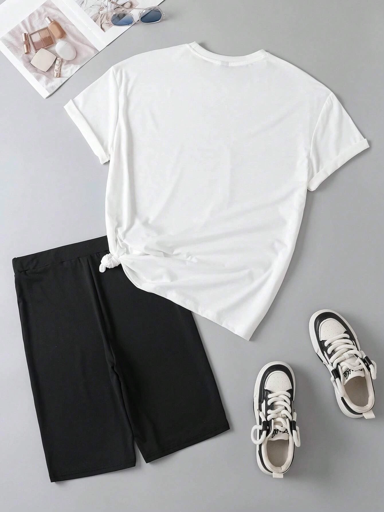 내 입은 그것을 말하지 않습니다 인쇄 여성 T 셔츠 두 조각 세트 패션 소설 짧은 세트 새로운 여름 통기성 셔츠 반바지 여성