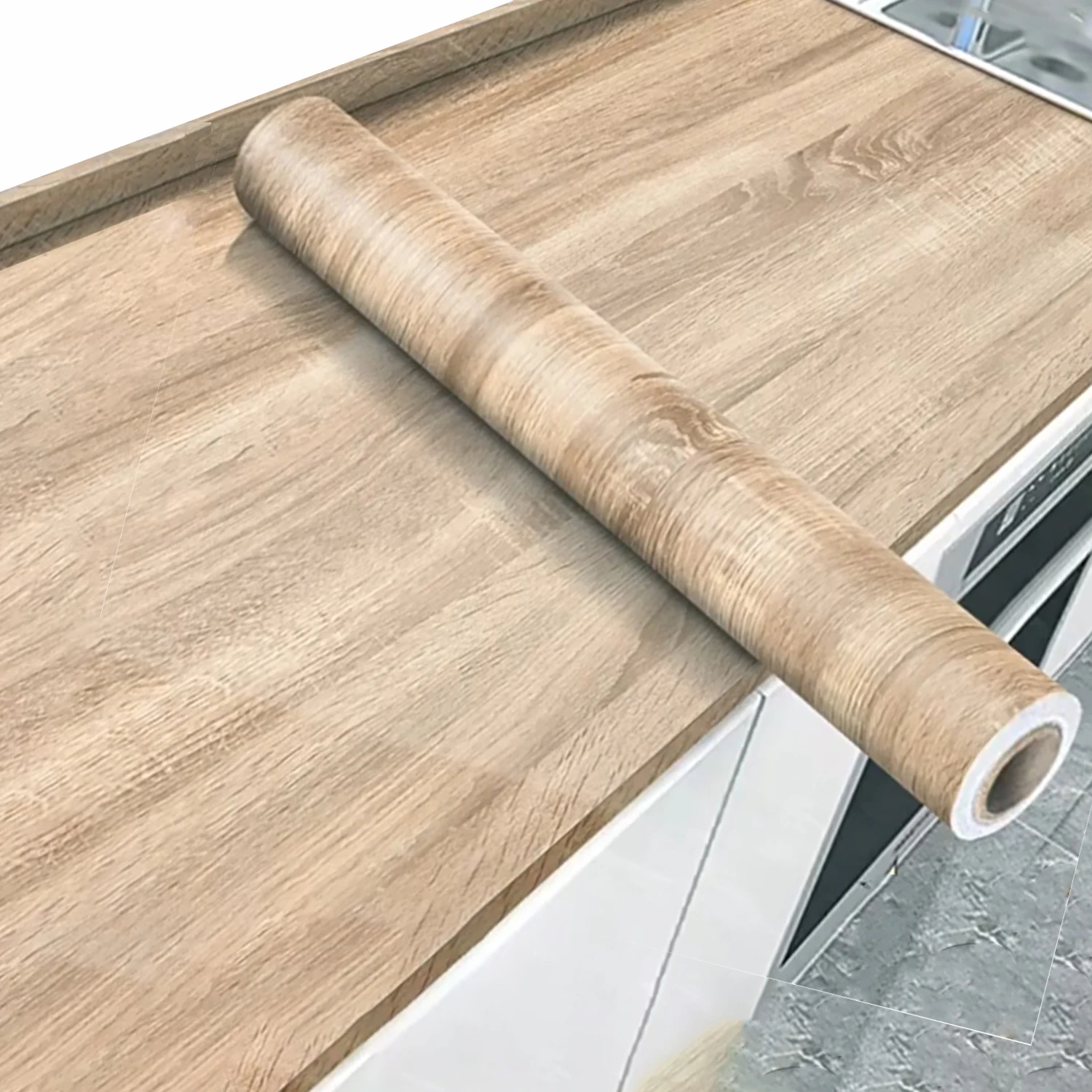 วอลเปเปอร์ลายไม้ไวนิลกว้าง 55 ซม. สำหรับประตู ตู้เสื้อผ้า ตู้เก็บของ โต๊ะ เฟอร์นิเจอร์ กันน้ำ ติดตั้งง่ายด้วยกาวในตัว ตกแต่งบ้าน 1