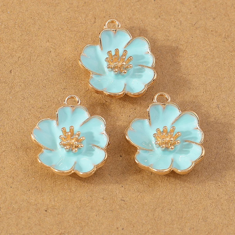 10 Stück Niedliche Emaille-Blumen-Anhänger für Schmuckherstellung Halsketten Ohrringe Armbänder DIY Zubehör – Detail 16