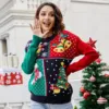 Women Sweaters Cardigan Short Snowflake On Christmas Tree With Bells Knitted Chest Cashmere Sweater Top Ropa En Promocion Mujer 1