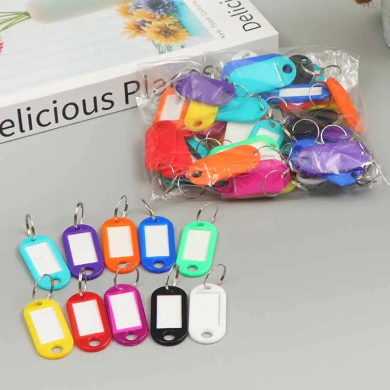 Multicolor Plastic Number Keychain Labels Numbered Name Baggage Luggage ID Tags Pendant With Key Ring 10pcs/Set for Women Men key chains key rings