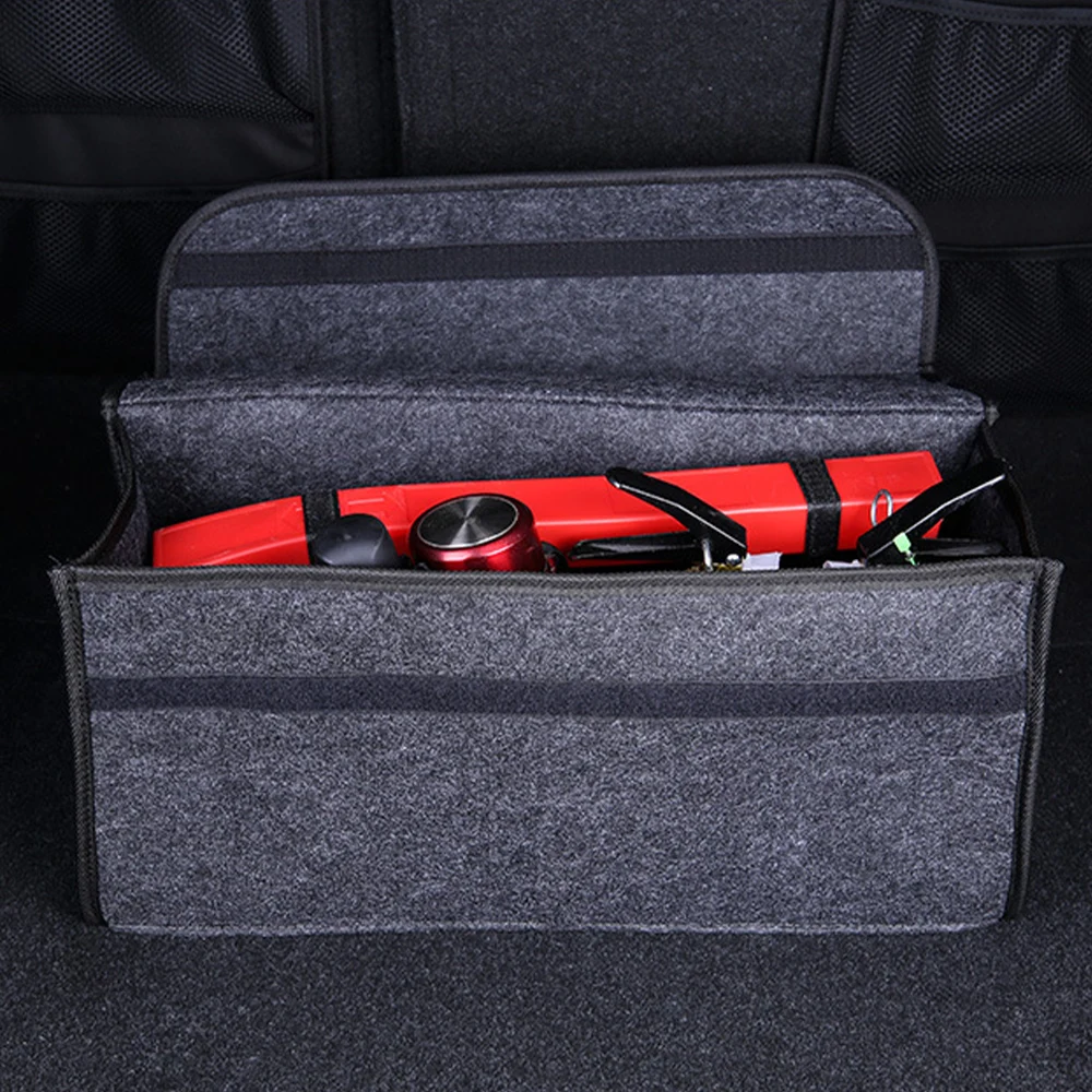 Car Boot Storage Organizer Felt Anti Slip Compartment Tool Car Trunk Organizer Soft Felt Box Accessories
