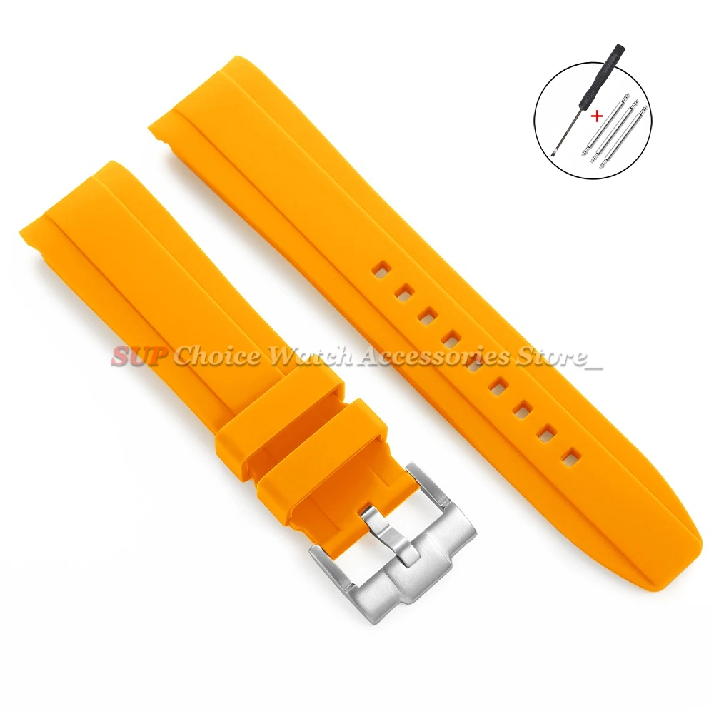 High-Quality Silicone Rubber Sport Watch Band with Curved Ends - Waterproof Bracelet