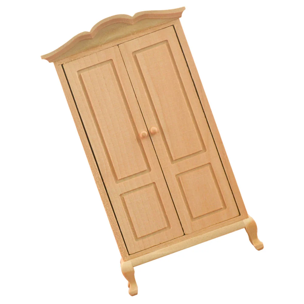 Wardrobe Model Toy Miniature Furniture Decorate Ornament House Adornment Wooden Decoration Dollhouse Closet