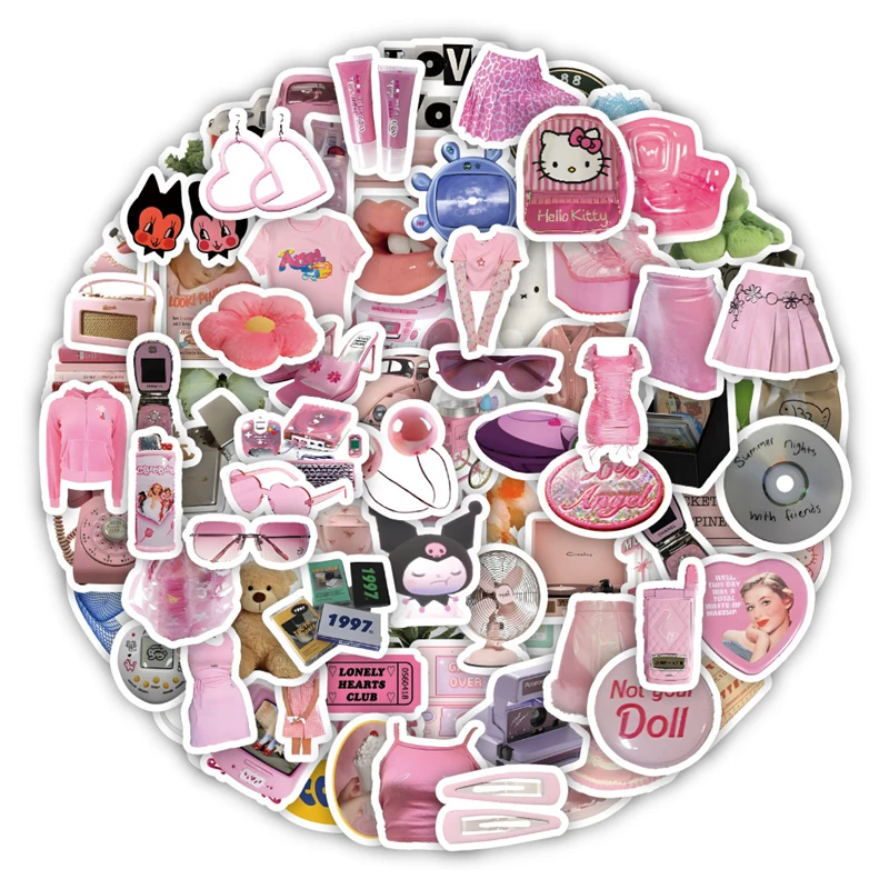 

Cartoon Anime Kawaii Nostalgia Girlish Heart Stickers for Laptop Suitcase Stationery Waterproof Decals Album Kids Toys Gifts