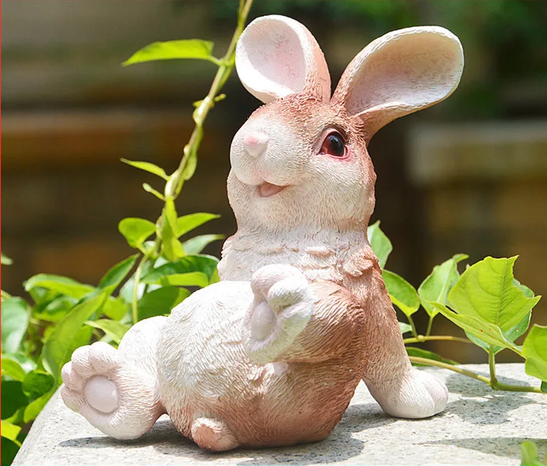 Resin Bunny Rabbit Figurines Garden Decoration Outdoor Art Yard Garden