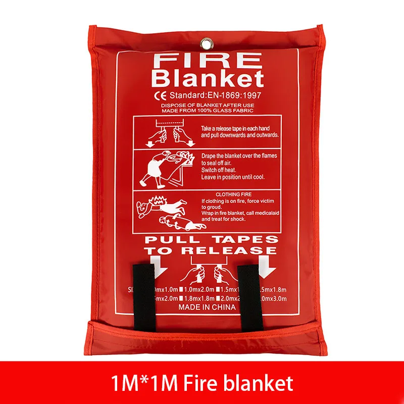 

Fire Blanket 1M X 1M Fiberglass Fire Flame Retardant Emergency Survival Safety Cover Fire Emergency Blanket White Fire Shelter