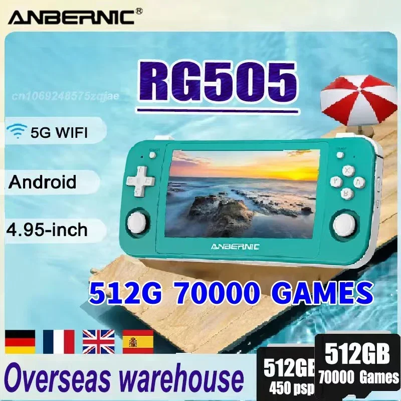 Anbernic Rg505 Console Di Gioco Portatile Gioco Android 12 Sistema Touch Screen Oled Da 4.95 Pollici Per Unisoc Tiger T618 70000 Giochi Psp