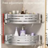 1-2PCS Shower Corner Shelf with Hook Towel Bar No Drill Space Aluminum Shower Storage Rack Bathroom Organizer 4