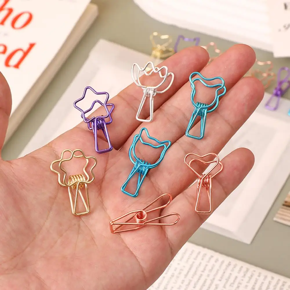 6Pcs/lot Mini Paper Clips Cartoon Cat Bookmarks Stationery Paperclips for Students Paper Book Page Clips Organizer Management