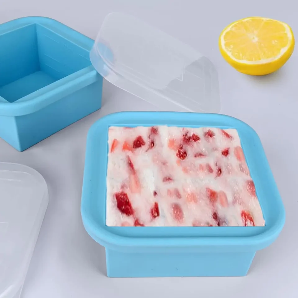 Vriezer Tray - Siliconen Voedsel Vriezer Trays | Soep Mal, Lekvrij Deksel Ontwerp, Perfect Voor Sap Saus Bouillon Voorraad Resten Thuis Keuken Appartement Vaatwasser Veilig