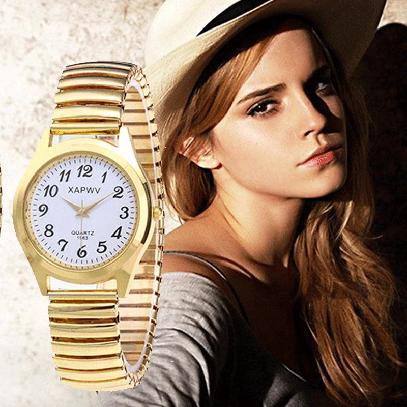 Trend Ladies Males Watch Versatile Elastic Band Quartz Wrist Watch Metal Strap Couple Watch Present