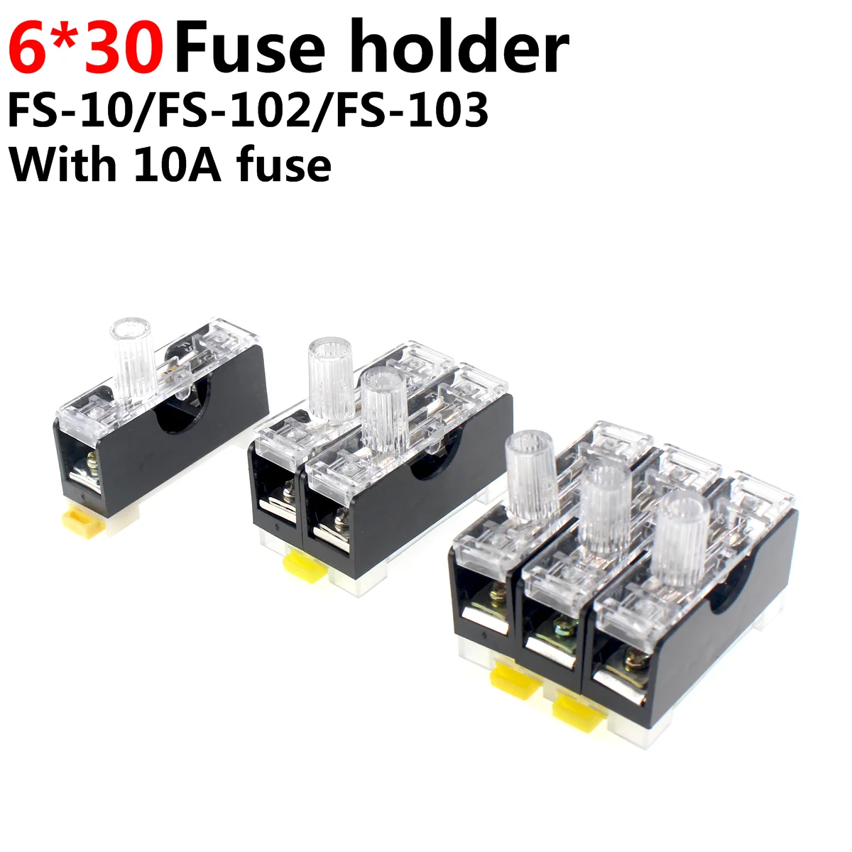 2pcs FS-101 FS-102 FS-103 Din Rail Mount Single Pole 6X30mm Fuse Holder Glass fuse 6*30 tube fuse casing FS101 dds548c ac230v 30 100a single phase 2 wire digital wattmeter electricity cost measuring meter 4p energy meter din rail mount