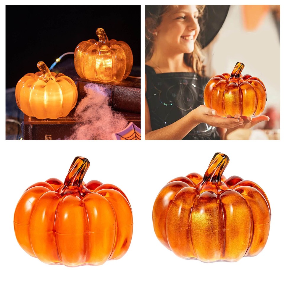 Glass Pumpkin Halloween Decorations Pumpkins Lantern Illuminate Decoration LED Candle Ornaments Holiday Classic Fashion Ornament