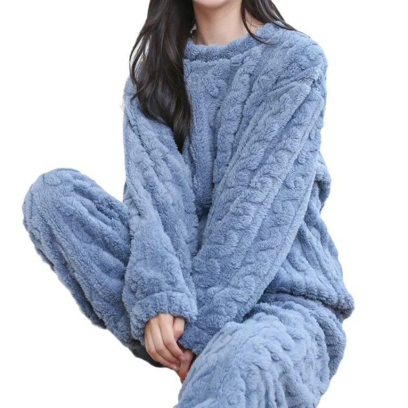 Women's Winter Facecloth Pajamas Set Women's Thickened Homewear Coral Velvet Pajamas Warm Loose Casual Homewear women pajamas set women pajama suit