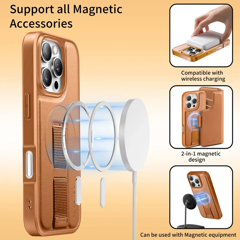 Detachable Magnetic Wallet with Card Holder and Flip Leather Protective Cover