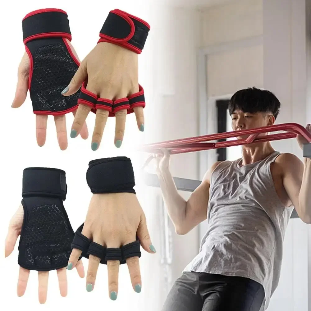 Half Finger Weight Training Gloves for Men Women Fitness Sports Wrist Palm Protector Gloves Anti-slip Gym Cycling Gloves Black 5