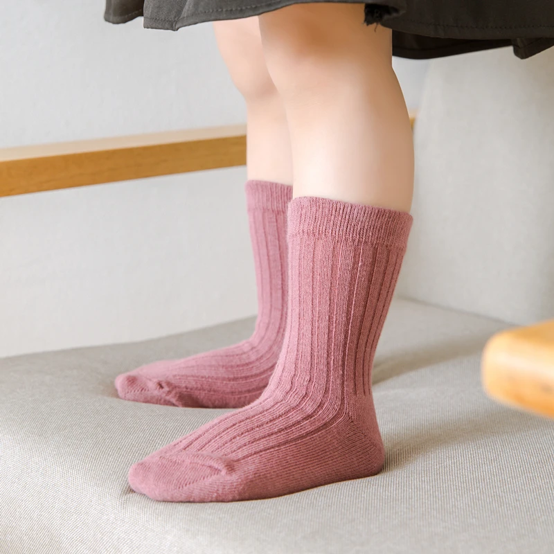 Children Socks 4 Pairs/Lot for Girls Boys Cotton Spring Autumn Winter Kids Baby Mid Tube Socks Keep Warm Floor