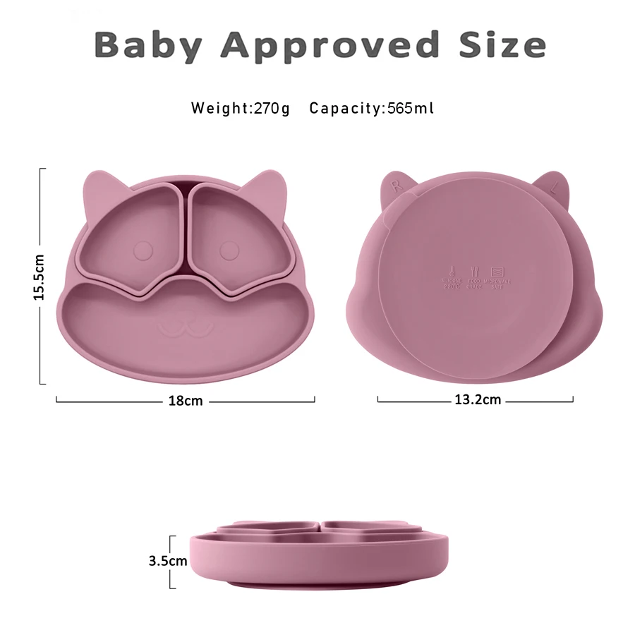 New BPA Free Baby Sucker Silicone Dining Plate Cartoon Children Dishes Plate Toddle Training Tableware Kids Feeding Bowls 4