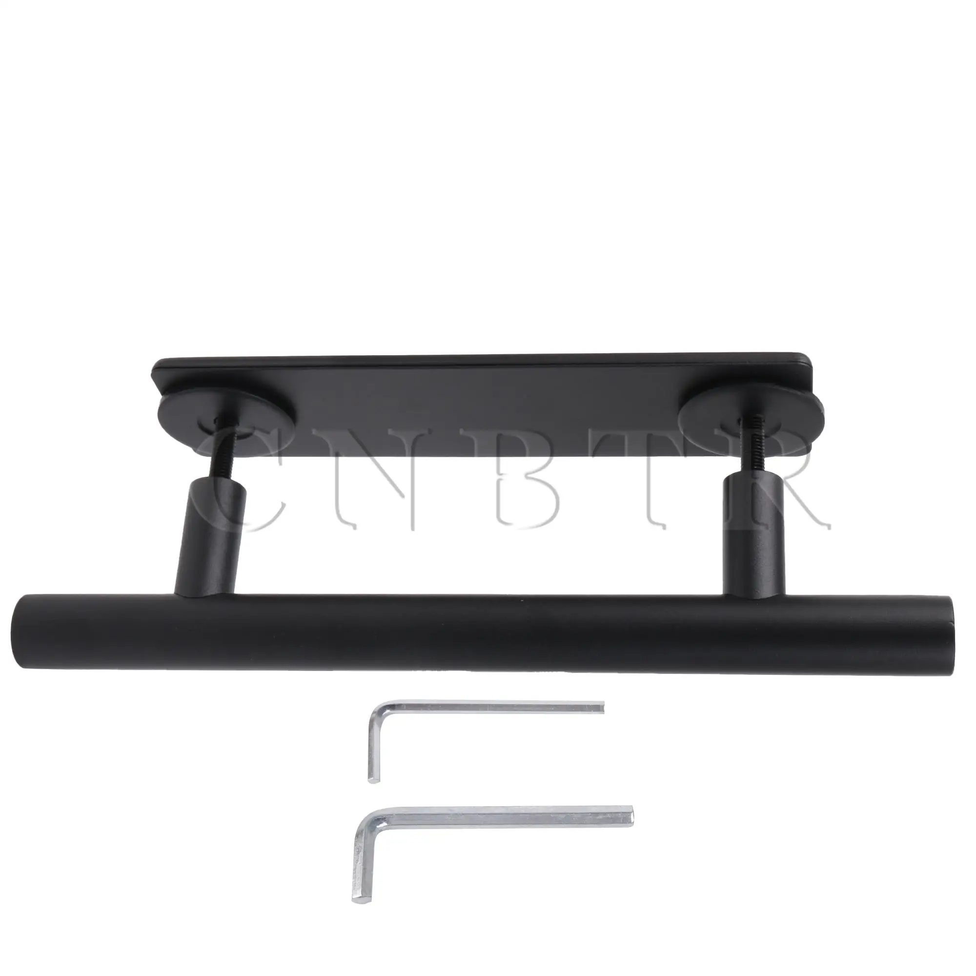 CNBTR Carbon Steel Round Handle Replacement Set for Sliding Barn Door Black 12 Inch
