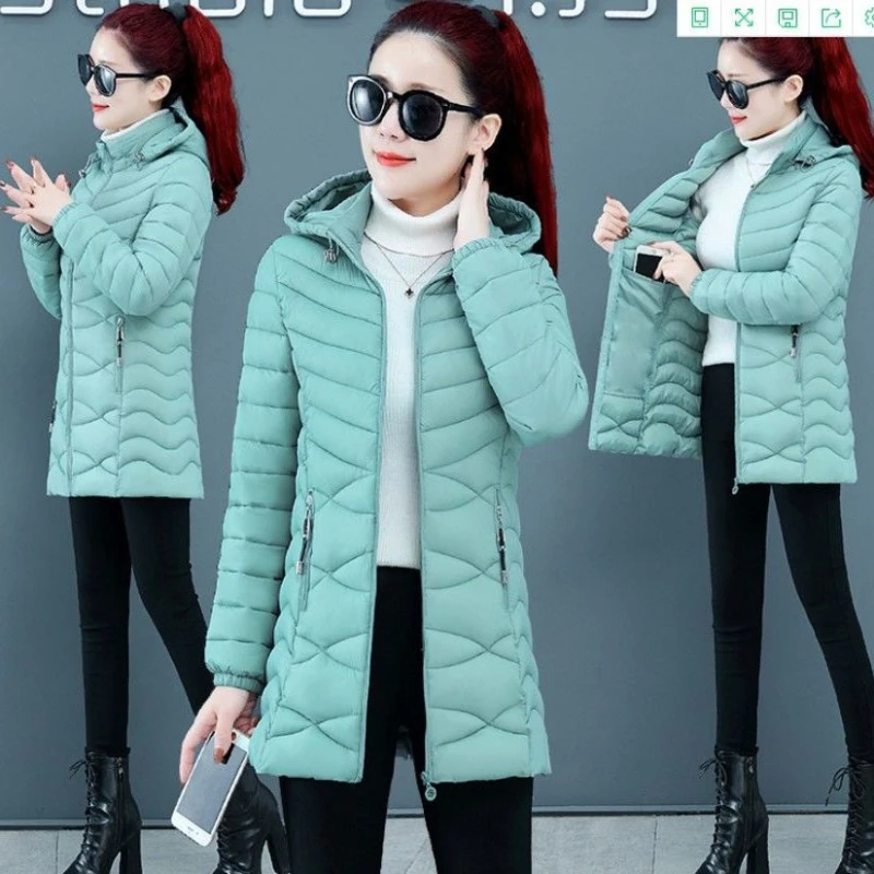 

Winter Women's Clothing Down Cotton Jacket Autumn Slim Hooded Warm Outerwear Fashion Design Ladies Coats Big Size Female Parkas